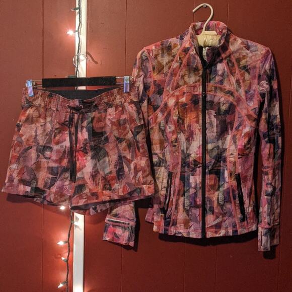 Lululemon Jacket + Short Set in Link Sun Dazed Silky Nulux - 6 - Picture 3 of 10